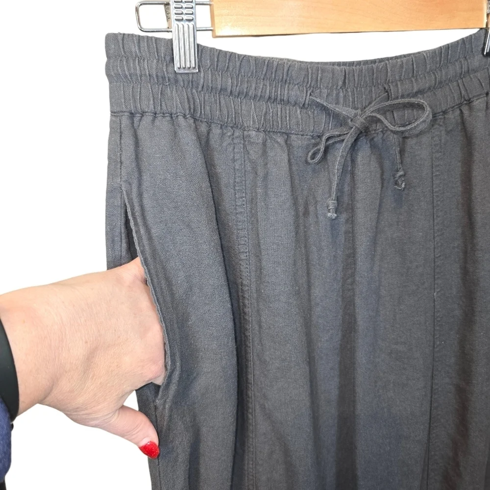 Zara Linen Blend Relaxed Tapered Leg Pull On Drawstring Pants Gray Size Small